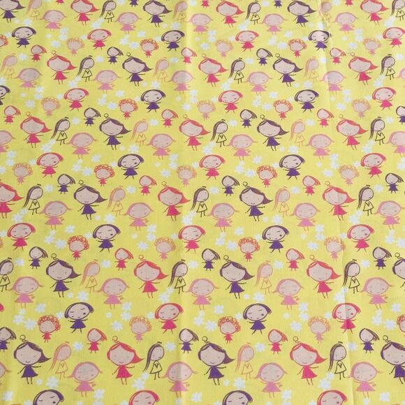 Free Spirit Fabric Flowers and Girls Fabric Quilting Cotton 25"x45" Remnant - Picture 1 of 3
